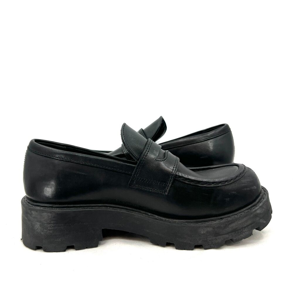 Vagabond Cosmo 2.0 Black Leather Chunky Platform Penny Loafers US 7 EU 37